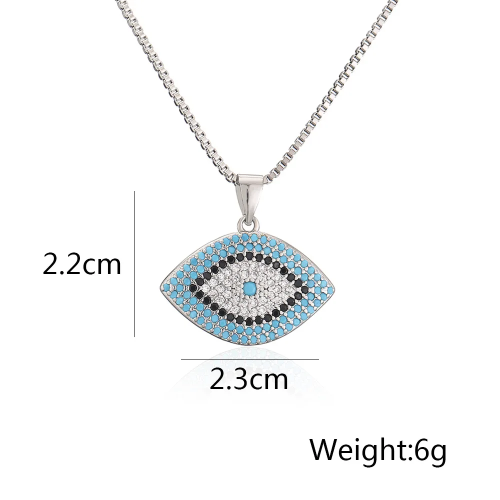 Vintage Bohemian Female Party Jewelry 2022 Trendy Cubic Zirconia Inlay Evil Eye Pendant Gold/Silver Color Necklace For Women view 6