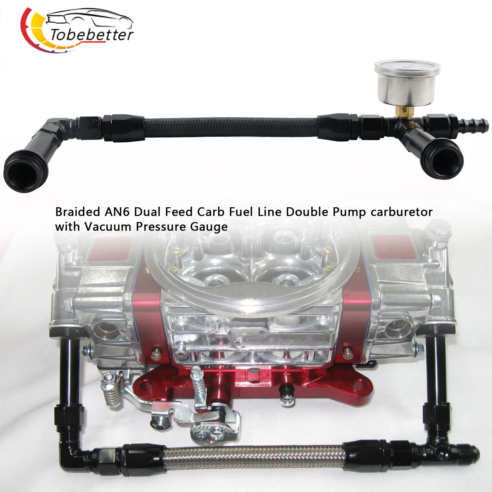 مضخة مزدوجة لخط وقود الكربوهيدرات AN6 المضفر لمكربن هولي 4150 مع مقياس ضغط الفراغ #6