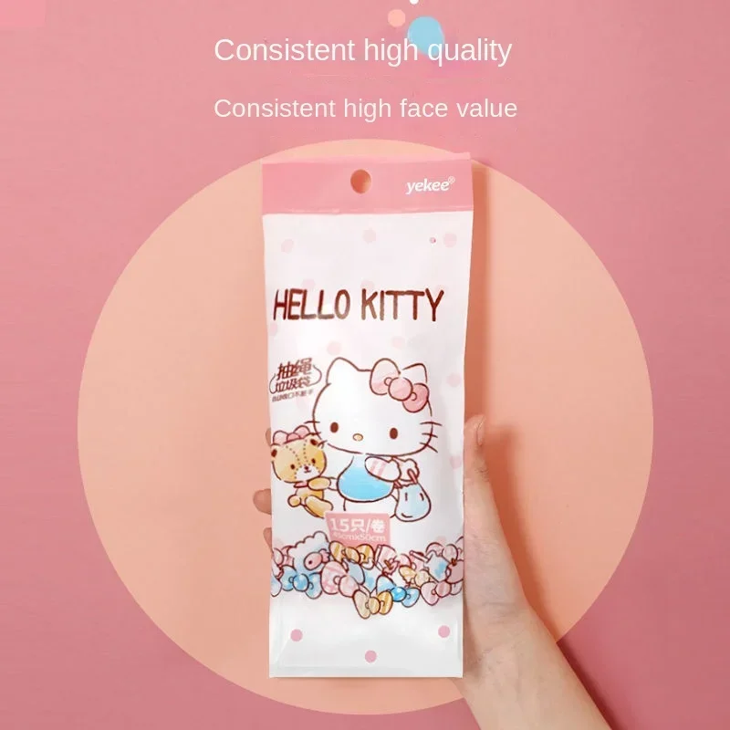 Sanrio anime cartoon kawaii Hello Kitty drawstring home daily use kitchen and restaurant thickened portable garbage plastic bag