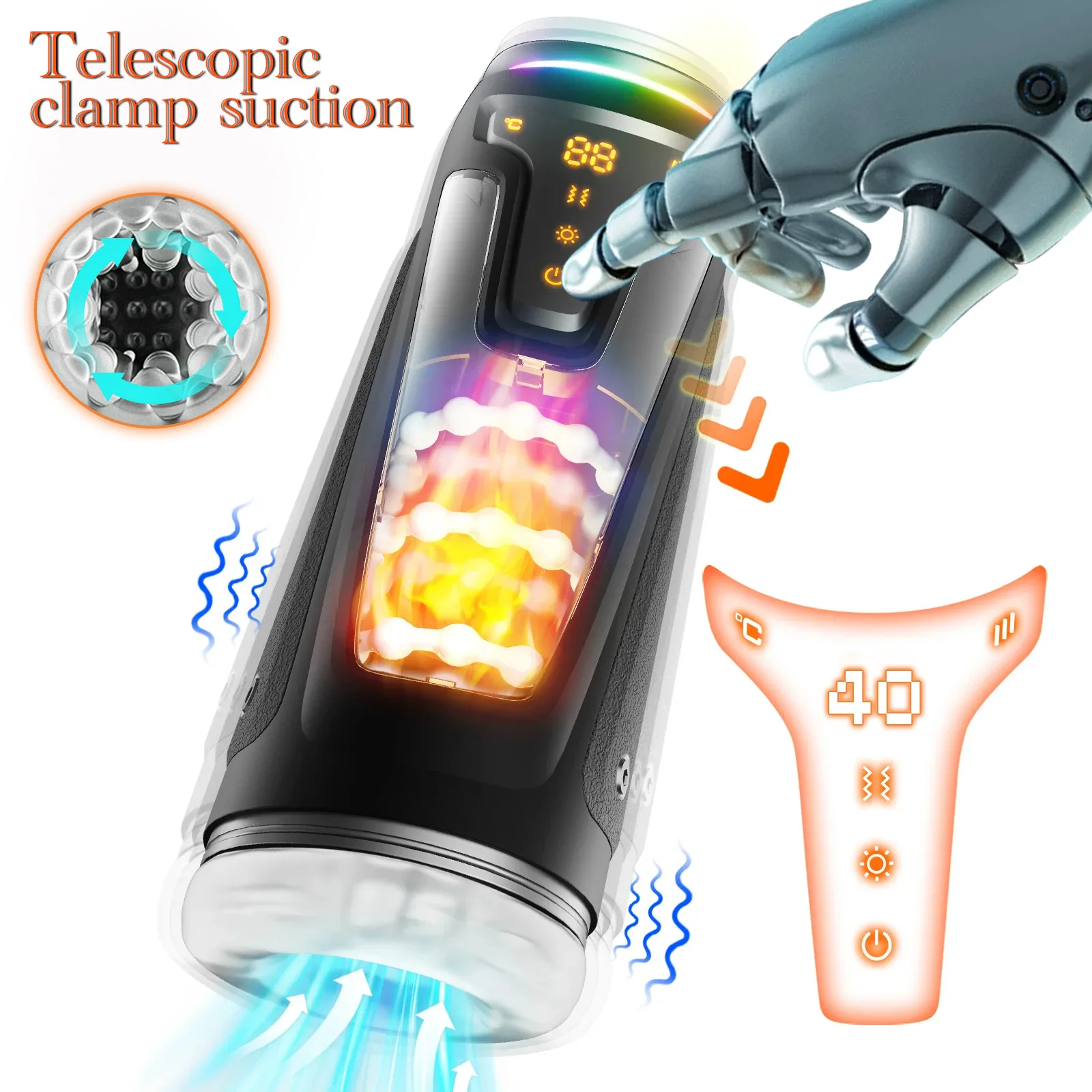 Automatic Male Masturbator Sex Toys for Men Telescopic Vibration Heating LCD Perspective Exercise Machine Adult Products
