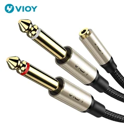 3.5mm To 6.35mm Extension Cable 1/8 Inch TRS Female To Dual 1/4 Inch TS Male Plug Stereo Audio Cable for Amplifier DVD Speaker