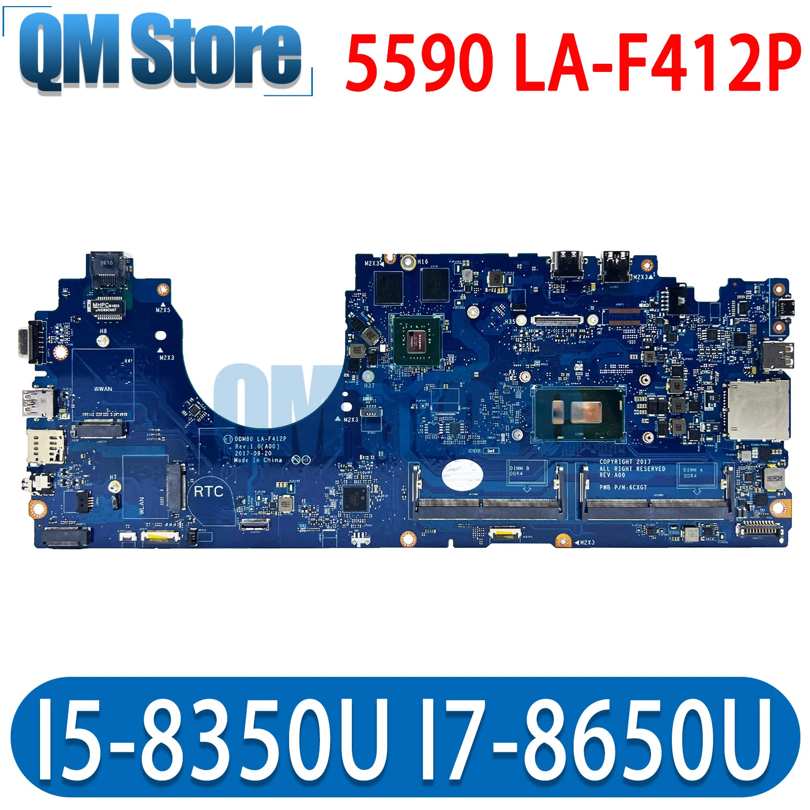 

QM DDM80 LA-F412P For Dell Latitude 5590 Laptop Motherboard I5-8350U I7-8650U CPU MX130 2G CN-0P50J0 CN-0630XH 100% Test OK