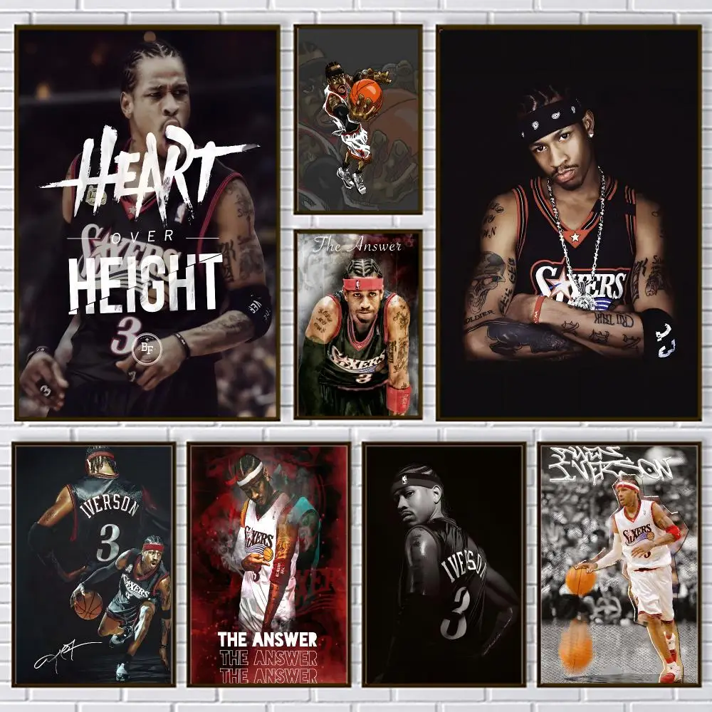 Basketball A-Allen Iverson Poster PP Paper Decorative Wall Art for Living RoomsBedrooms Bars Cafes Stylish Home Decor Gift