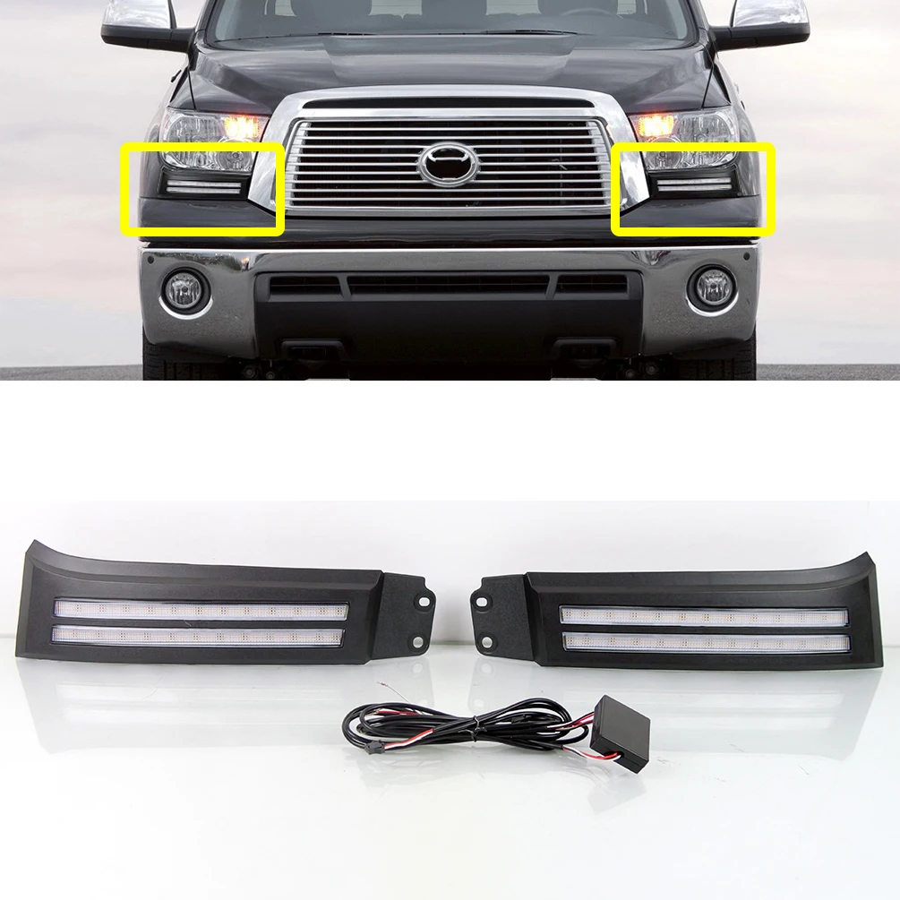 

Front Bumper Fog Lamp Turn Signal Light Fit For Toyota Tundra Sequoia 2007-2017 Led Daytime Running Driving Light Daylight