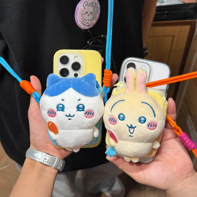 قبضة هاتف أصلية من Chiikawa وحزام كروس Usagi Plushie مع تصميم 2 في 1 ملحق هاتف لطيف لمحبي الرسوم المتحركة هدية