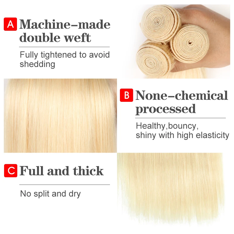 Human Hair Extensions 100% 613 Blonde Steil Hair Extensions Voor Vrouwen 10-30 Inch 1/3 Bundels Braziliaans 100% Menselijk Haar