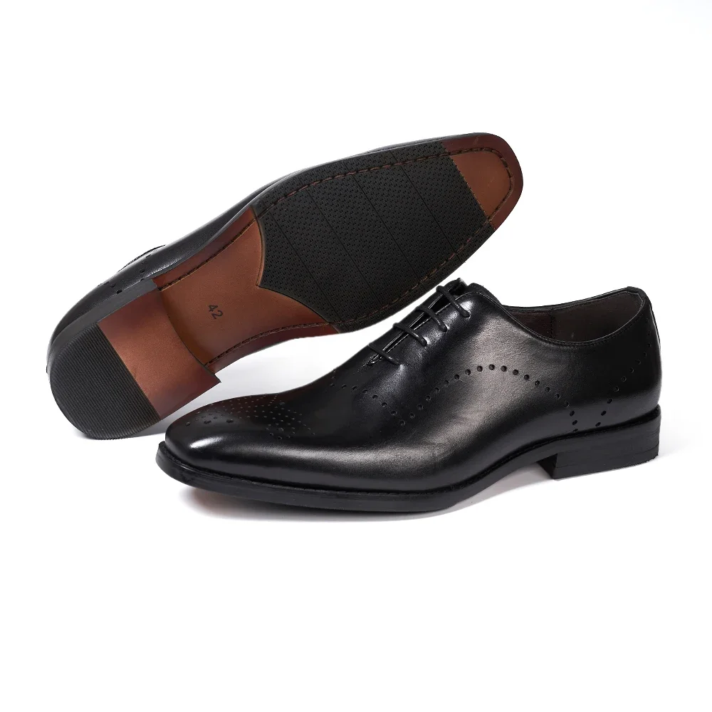 Italian Brogue Men\'s Oxfords Genuine Leather Lace-Up Formal Dress Shoes for Wedding Party Office Classic Male Shoe
