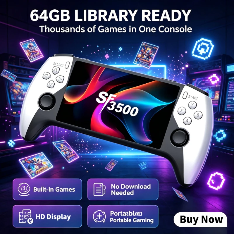 Gaming Console Under 5000 - SF3500 เครื่องเล่นเกมพกพาแบบเรโทร ระบบลินุกซ์ หน้าจอ IPS ขนาด