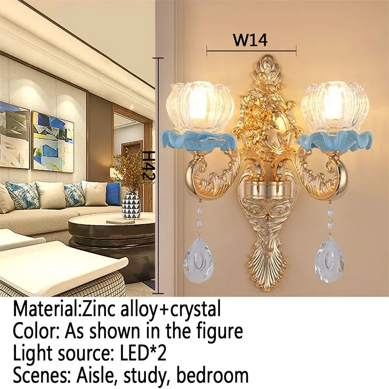 TEMOU European Crystal Wall Lamp Luxury Living Room Bedroom Bedside Lamp Background Wall Corridor Villa Hotel Lighting image 6