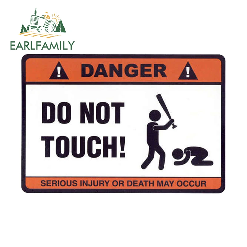 EARLFAMILY 13cm x 9.4cm for Danger Do Not Touch Car Stickers Anime Vinyl Decal Creative Waterproof Windows Graphics Car Goods