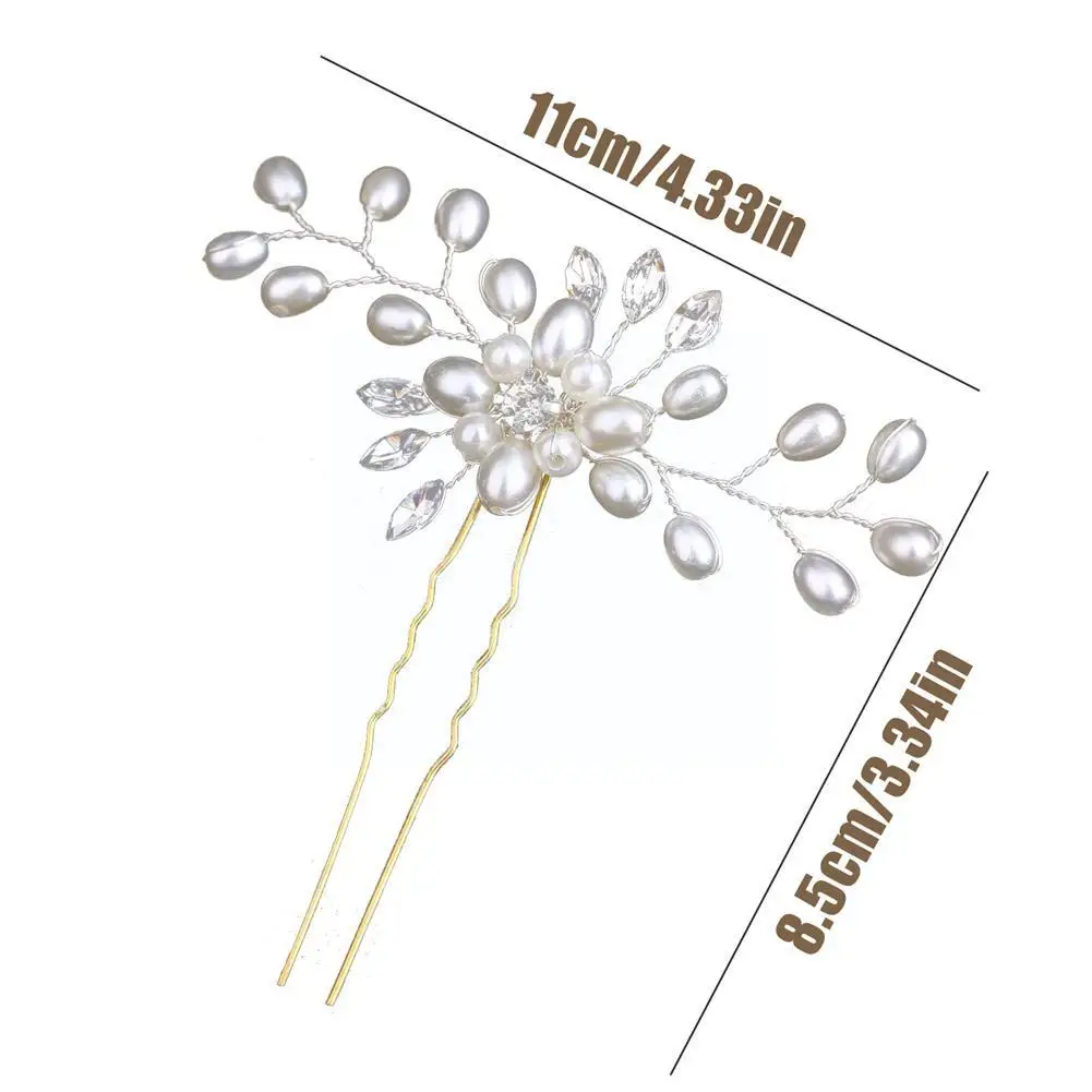 Trendy Handmade Tiara Wedding Hair Comb Leaf Flower Pearl Head Hair Hairpins Bridal Wedding Jewelry Accessories Rhinestone K4H4 image 5