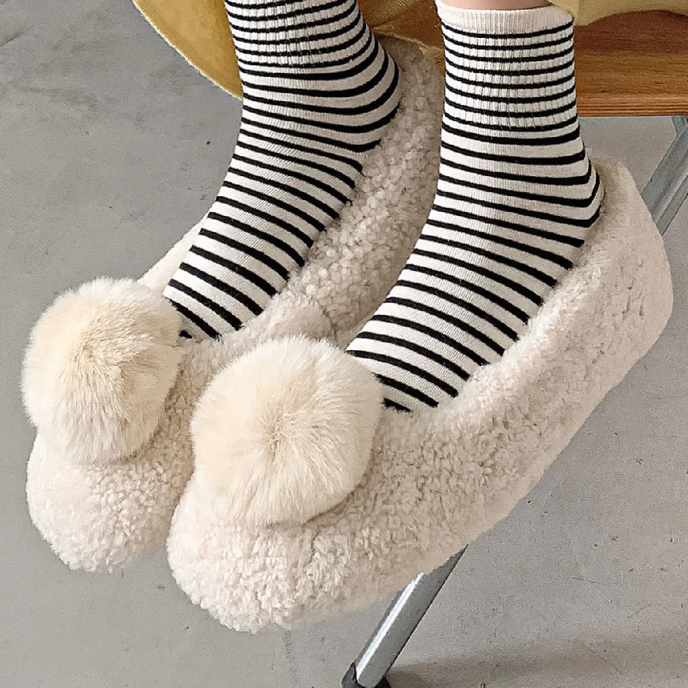 

Балетки женские шерстяные с круглым носком, без застежки, на плоской подошве, повседневные мягкие удобные, для холодной погоды