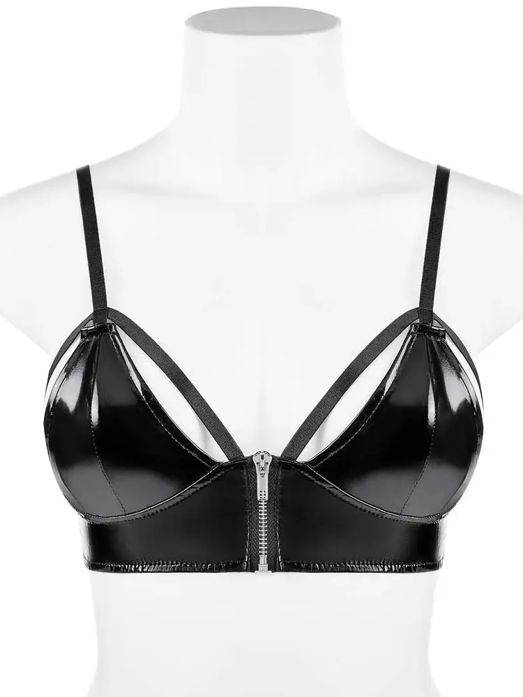 

Женский топ-бюстье из ПВХ на тонких бретельках с влажным внешним видом, блестящий женский топ, обрезанная Облегающая рубашка без рукавов, сексуальная майка