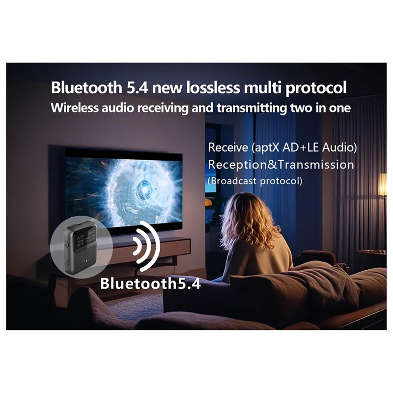 JABS-Bluetooth 5.4 جهاز إرسال استقبال الصوت محول الصوت محول الصوت موسيقى ستيريو لاسلكية مع هيئة التصنيع العسكري