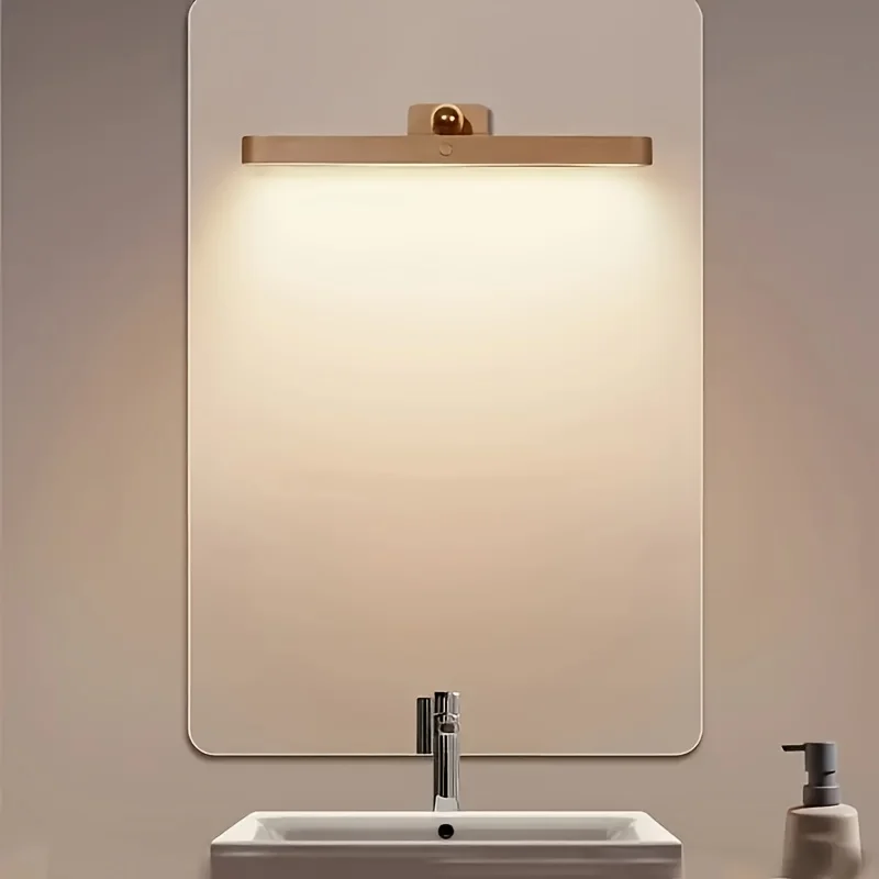 Modern Wooden LED Night Light - Touch-Controlled, Rechargeable, Wall Mount or Freestanding Lamp, Wireless LED Makeup Light