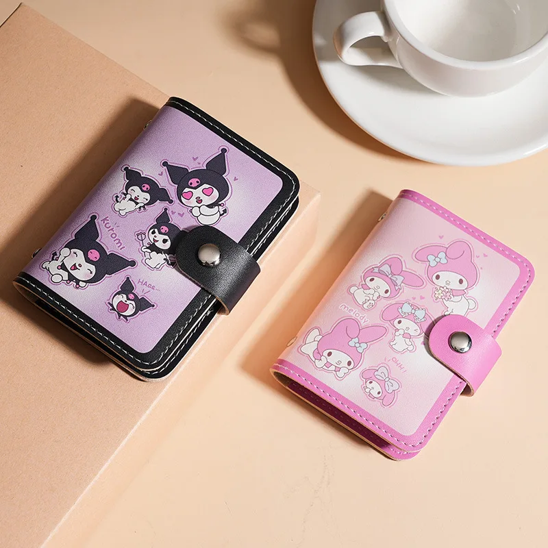 Kawaii Sanrio Wallet Bag Hello Kitty Bank Card Bag Id Credit Card Holder Cartoon Kuromi My Melody Cinnamoroll Bag Pu Mini Album