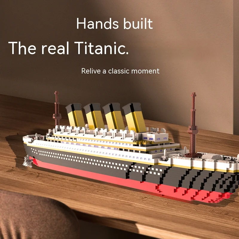 Titanic Giant Ship Boat Building Blocks Luxury Iceberg Cruise Wreck Set Micro City DIY Model Bricks Zabawki Dla Dzieci Prezent Dla Dorosłych