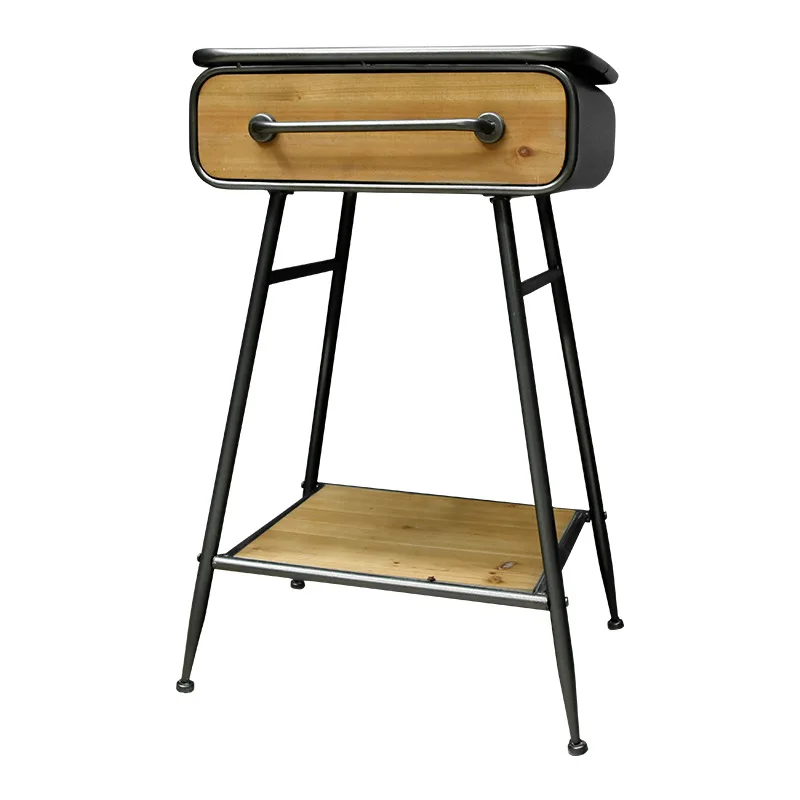 

Industrial style wrought iron storage table sofa small side table storage table