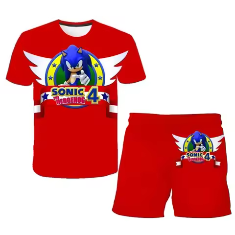 Sonic 2 T Shirt 4-14T Boys suit 3d Print Summer boys and girls sonic Children Short-sleeved T-shirts Pattern suit