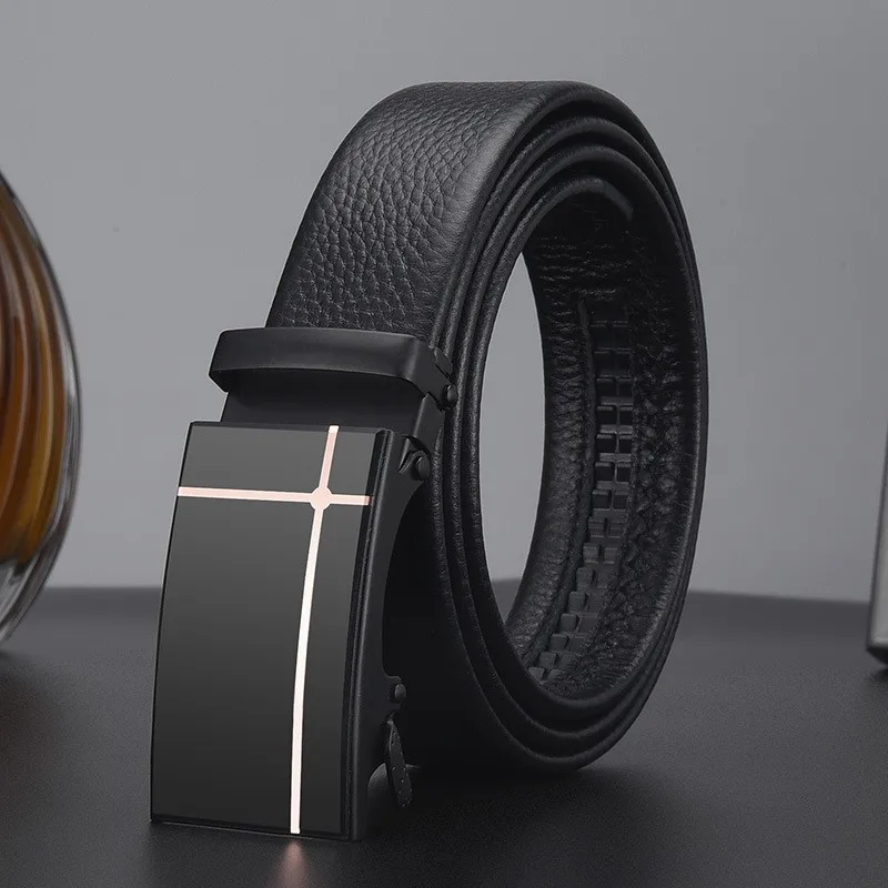 Venta al por mayor de cinturones para hombre, hebillas automáticas de alta gama, cinturones para pantalones de negocios para hombres de mediana edad y jóvenes, cinturones modernos para hombre