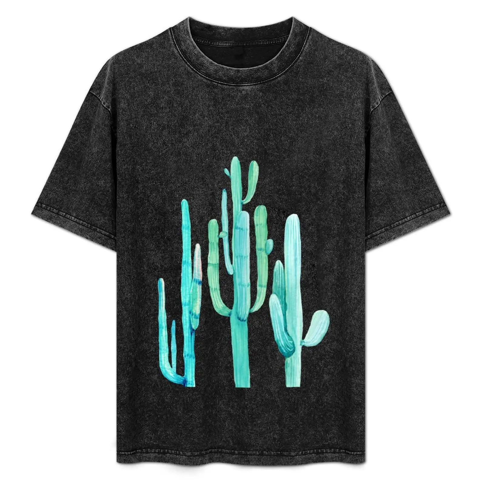 

Pretty Cactus Turquoise Desert Cacti Wall Art Three Amigos T-Shirt graphic shirts anime clothes anime tshirt men clothes