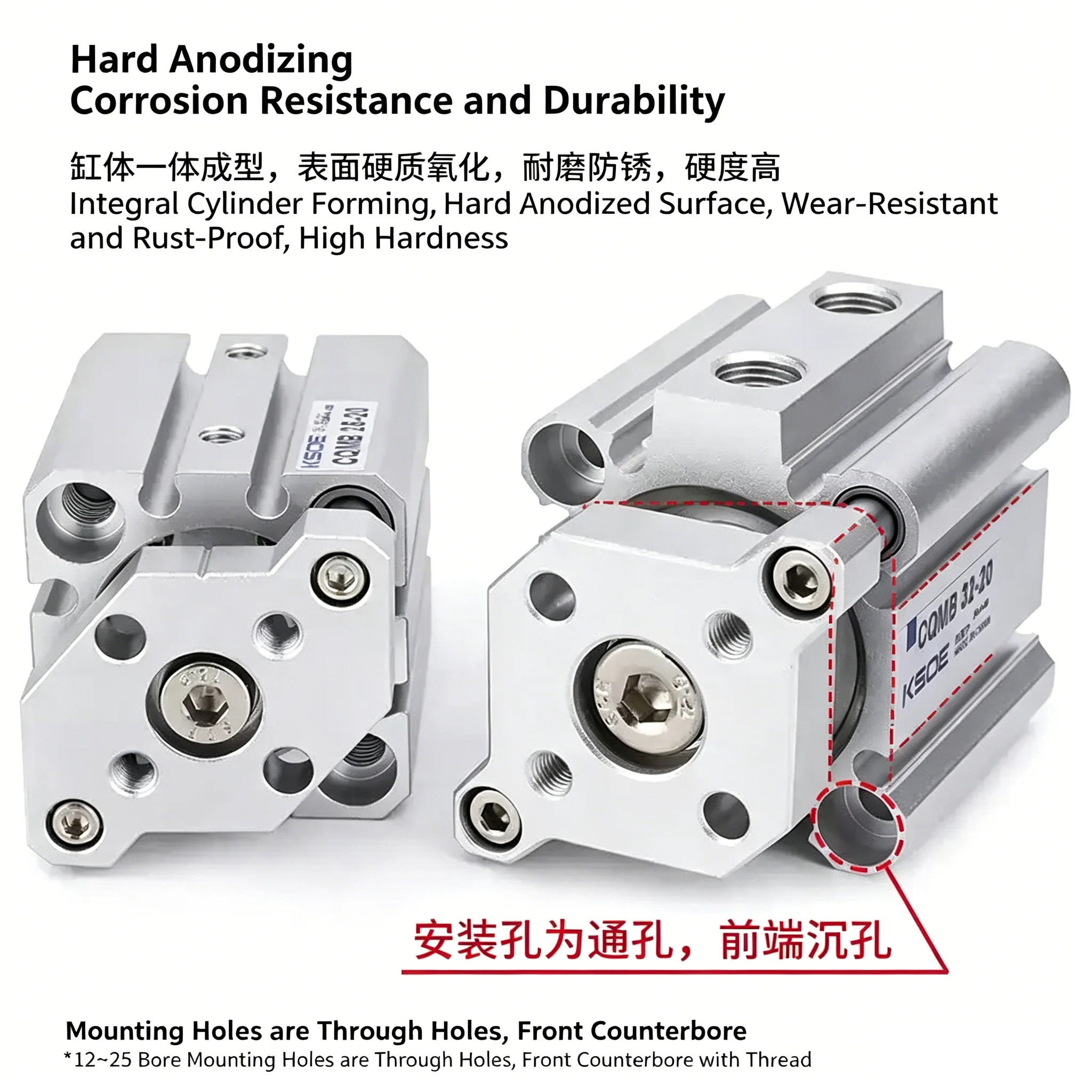 CQMB Series Thin Double Acting Air Cylinder with Guide Rod Compact Pneumatic CQMB12-5 CQMB16-10 No Magnet