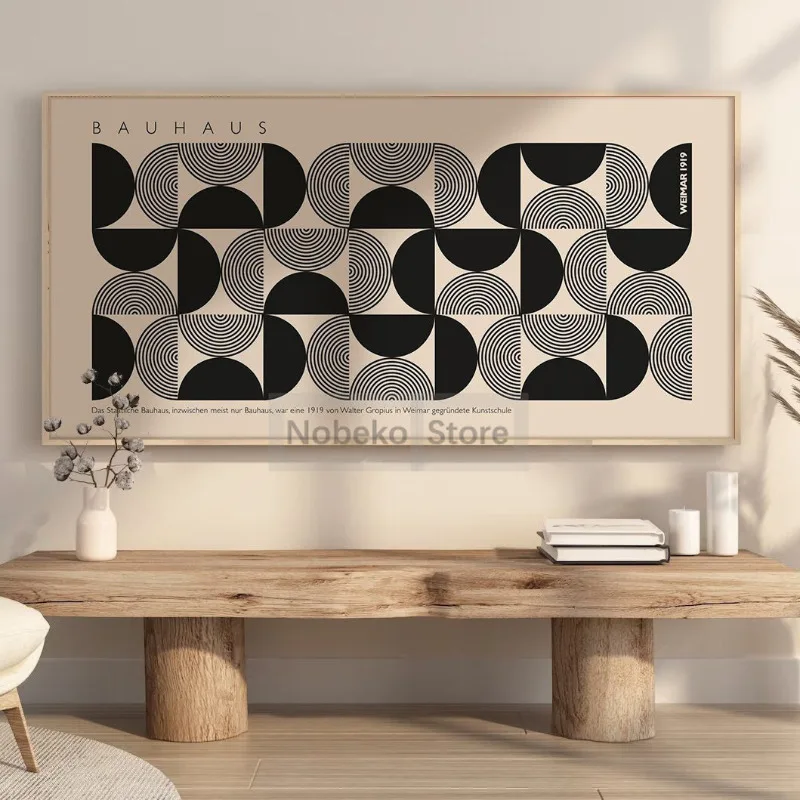Bauhaus Geometric Exhibition Poster Large Minimalist Abstract Prints Canvas Painting Wall Art Pictures Home Room Modern Decor