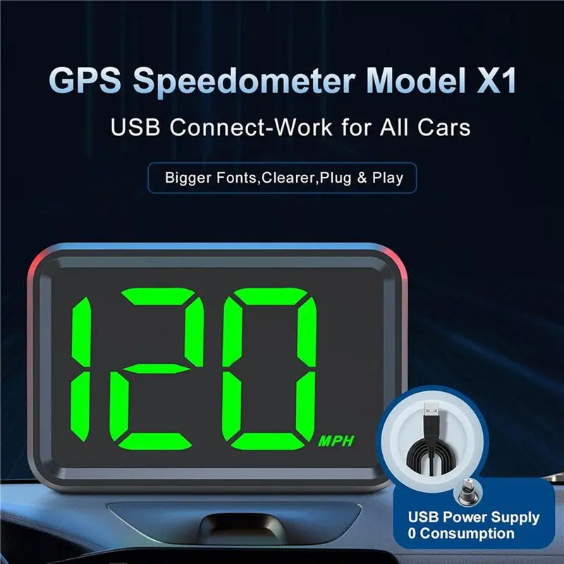 Powerful 2X GPS Speedometer For Car Universal MPH Speedometer USB Connect Digital Speed Display Heads Up