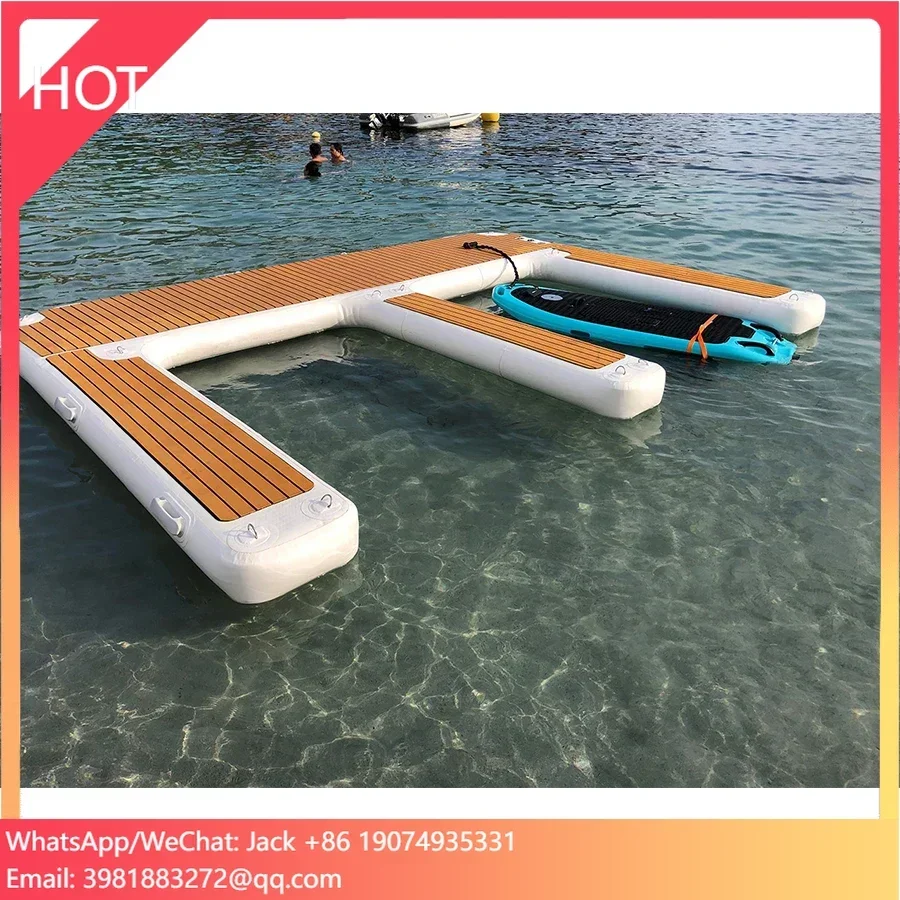 4.5x3m Drop Stitch Free Custom LOGO Motor Boat Jet Ski Floating Inflatable E Shape Yacht Water Jetski Dock