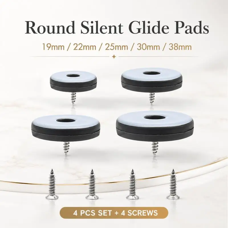 20/16/12/8/4Pcs 19/22/25/30/38MM Nti-slip Floor Protectors Thick Furniture Pads with Screws for Sofa Bed