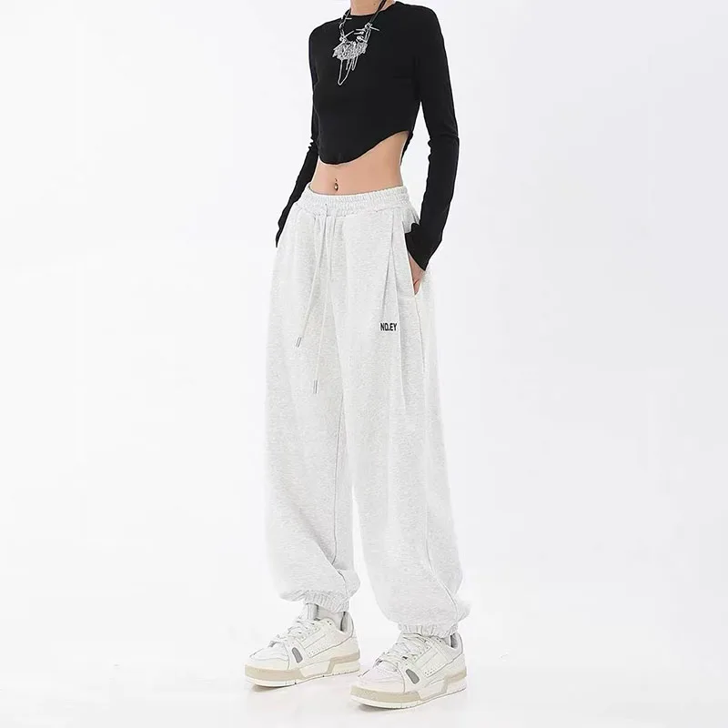 Hip Hop Streetwear Baggy Jogging Sweatpants Women New Letter Drawstring Elastic Waist Casual Oversize Harem Sports Trousers 2023