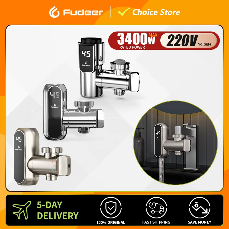 Fudeer 3400W Instant Water Heater Tankless Heaters Kitchen Electric Hot Water Tap Bathroom Heating Faucet Machine