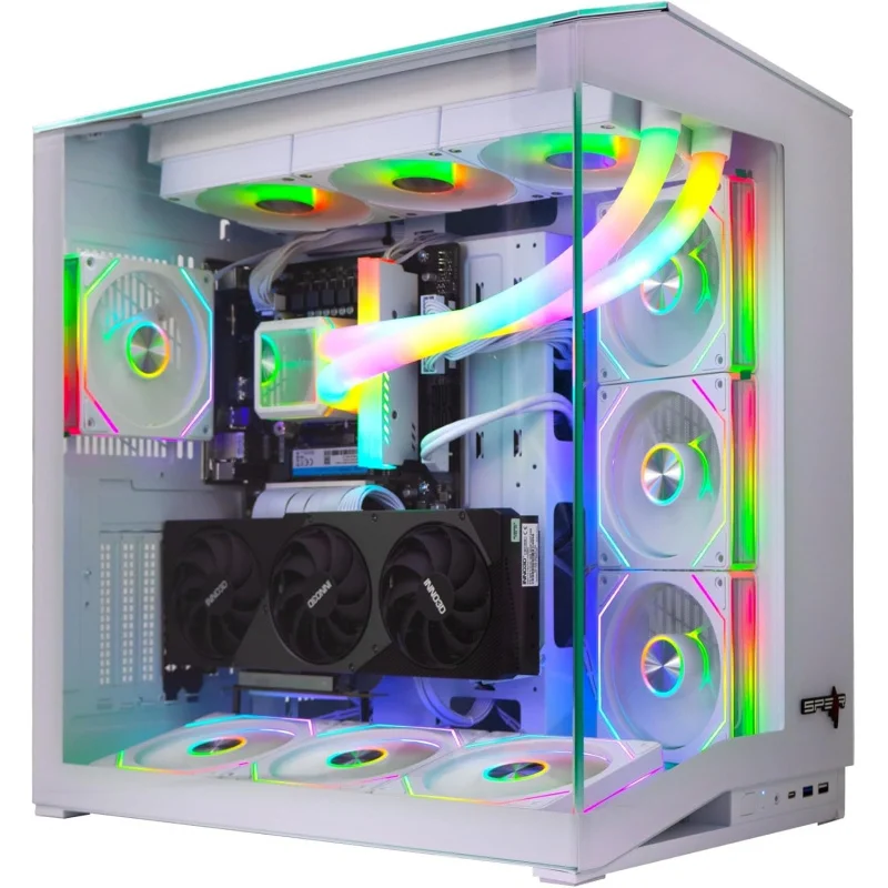 Gaming PC – i5-14400F, RTX 5060 8GB, 16GB DDR5, 1TB NVMe SSD 3300MB/s, 600W PSU, 360mm ARGB Tube Water Cooler, Case with 7 ARGB