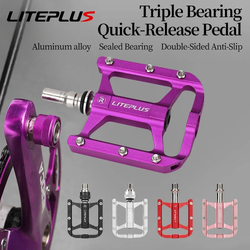 Liteplus doppelseitige, rutschfeste Fahrradpedale aus Aluminiumlegierung mit Schnellverschluss: 3-lagig, ideale Mountainbike-Teile