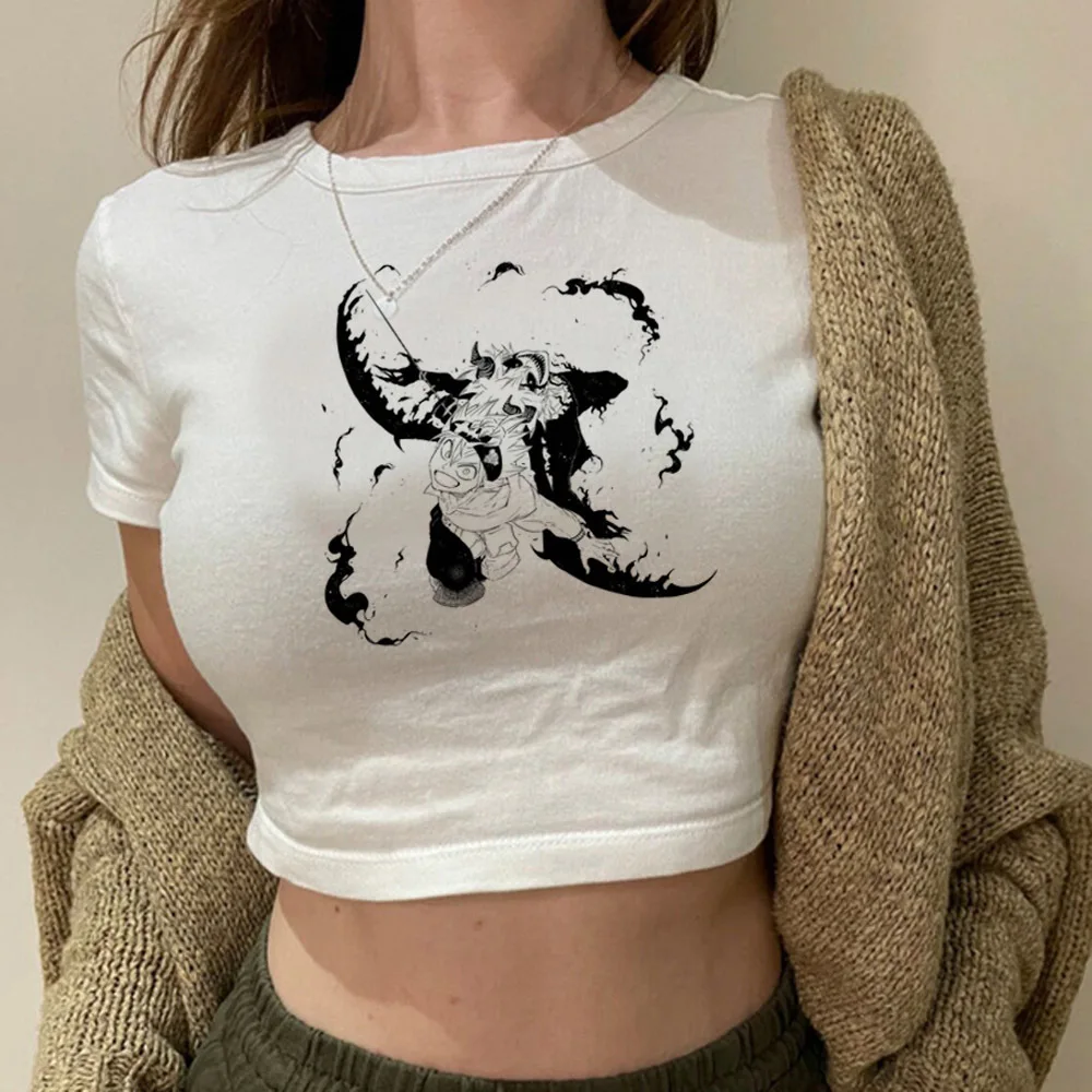 Black Clover cropped top ladies party alternative  harajuku baddie manga shirt 2000s vintage kawaii y2k harajuku