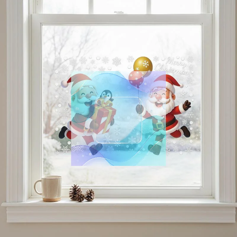 Christmas Static Window Stickers Winter Themed Reindeer Snowman Decals for Xmas Home Glass Window Holiday Decorations