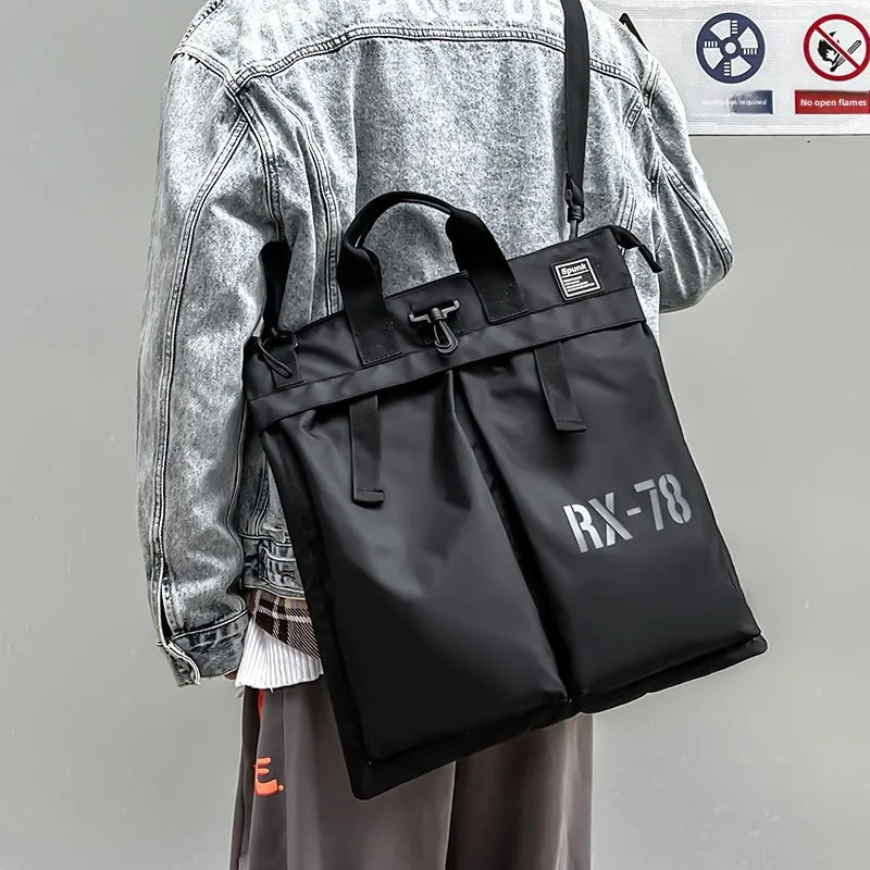 Retro Workwear Canvas Slant Cross Pilot Single Shoulder Functional Large Capacity Tablet Computer Slant Carry Handbag for Men
