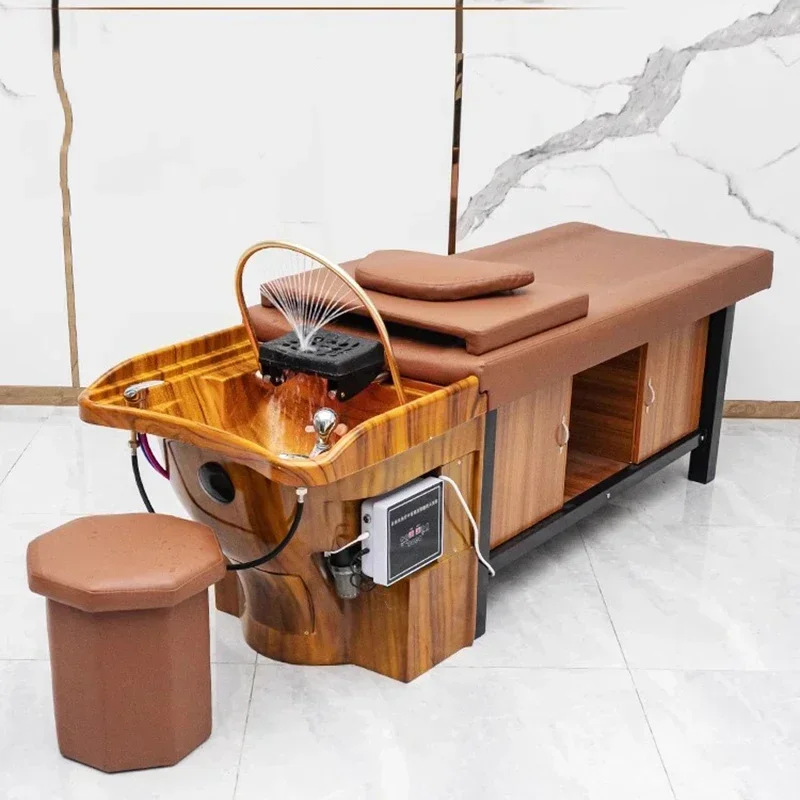 

Wooden Shampoo Bed Wash Hair Luxury Head Spa Sink Water Circulation Head Hair Therapy Lettino Massaggio Salon Equipment