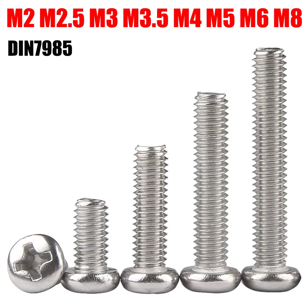 DIN7985 M2 M2,5 M3 M3,5 M4 M5 M6 M8 304 Edelstahl Kreuzschlitz-Flachkopfschraube GB818 Phillips TV-Computerschrauben 5-50 Stück – Detail 7