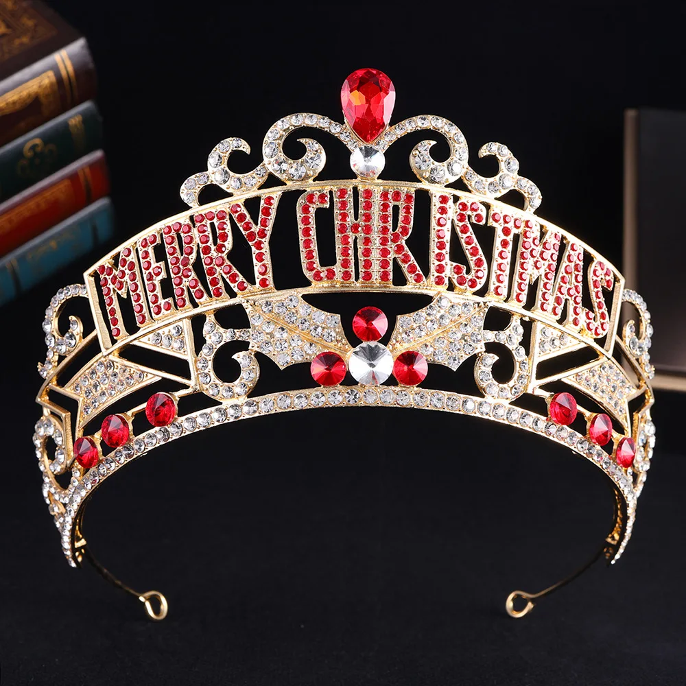 

Ювелирные изделия Кристалл Позолоченный Горный Хрусталь Корона Алмаз Веселая Рождественская Корона Рождественская повязка на голову на складе
