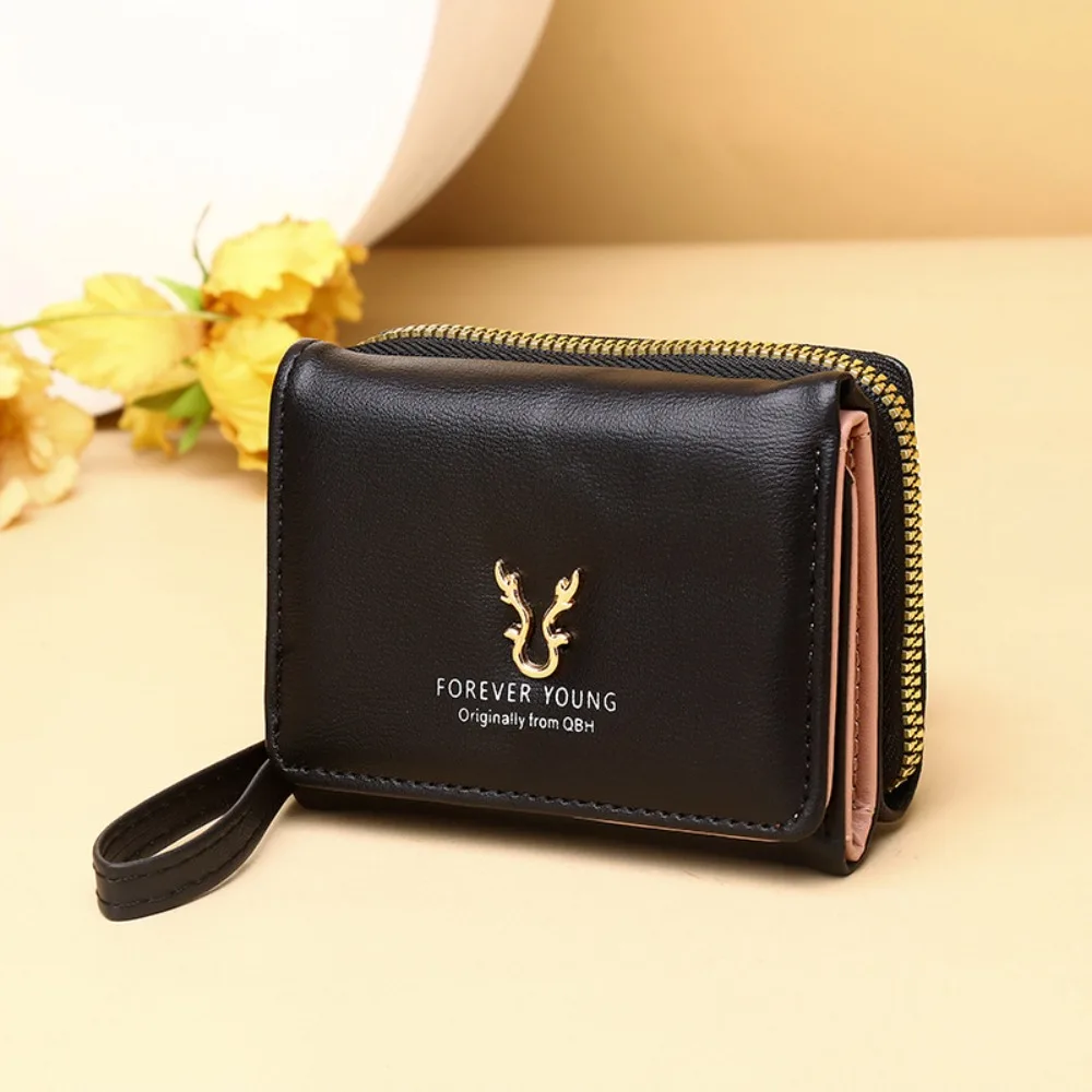 

Elegant PU Leather Women's Small Wallet Fold Multi-Pocket Female Card Holder Portable Short Wallets Gift For Ladies