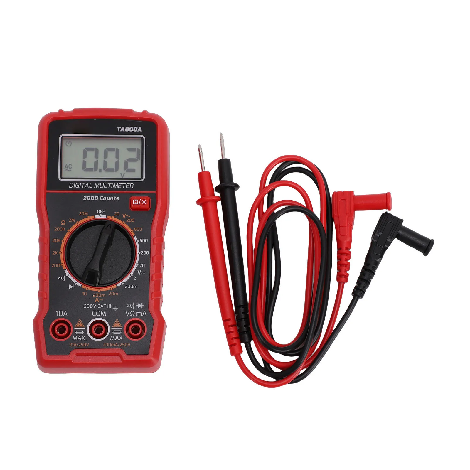 

Мультиметр TA800A с автоматическим выбором диапазона, 2000 измерений, для электромонтажных работ: измерение напряжения AC/DC, тока, сопротивления, проверка целостности цепи и NCV