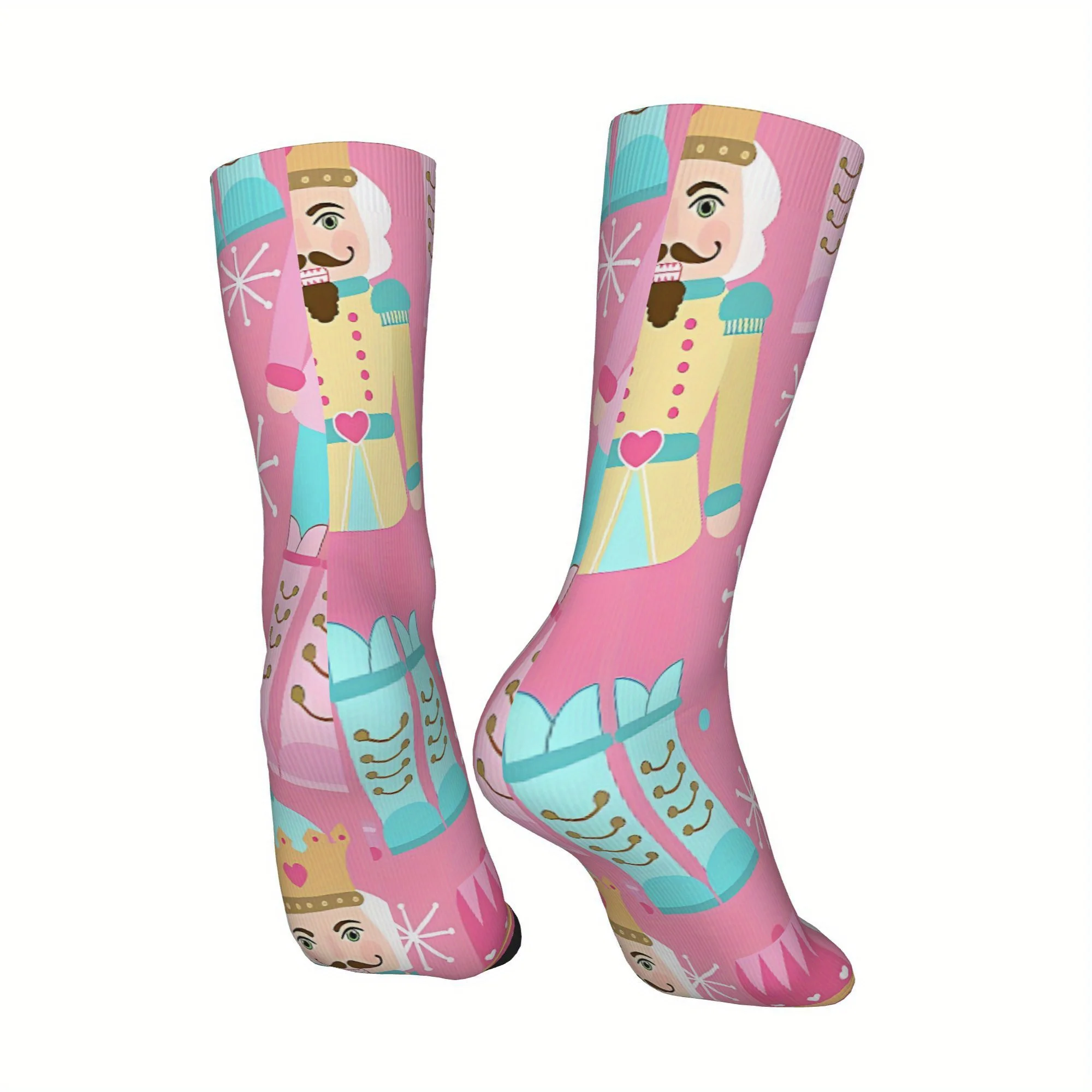 1 زوج كسارة البندق نمط جوارب ضغط نسيج متماسكة اليد قابل للغسل احتفالي عيد الميلاد طاقم الجوارب مع طباعة عشوائية سلسة