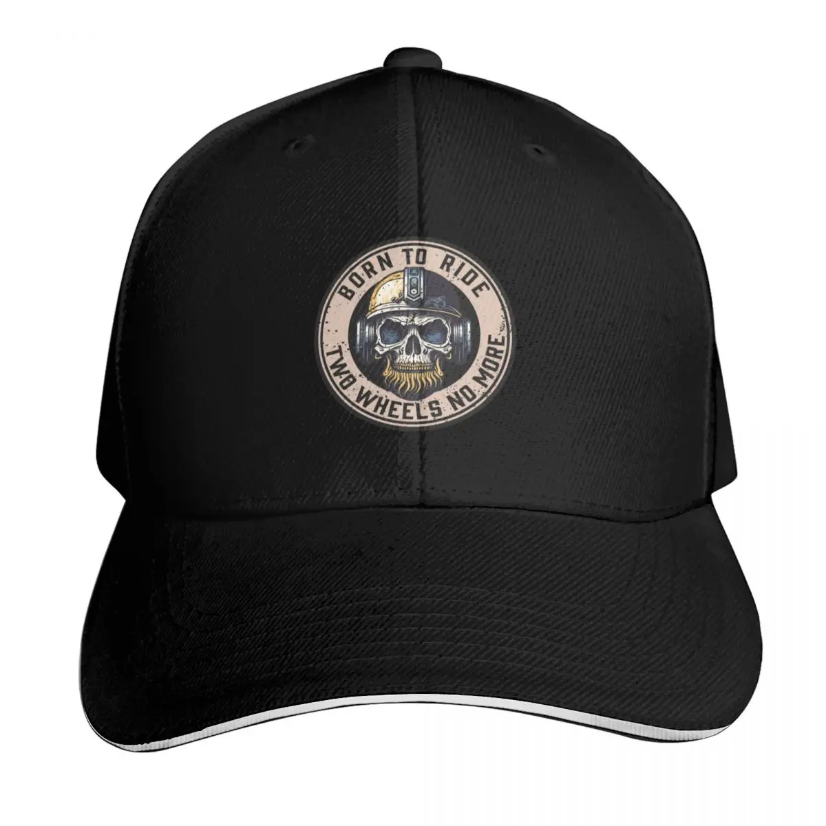 Born to ride Baseball Cap Cotton Twill Breathable Contrast Two Tone Brim Snapback Flat Bill
