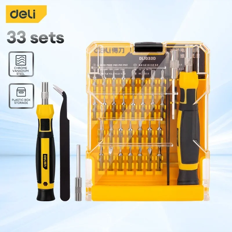 Deli 33 in 1 Precision Screwdriver Set Magnetic Torx Bits Screw Driver Tournevis for Electronic Multifunction Repair Tools Kit