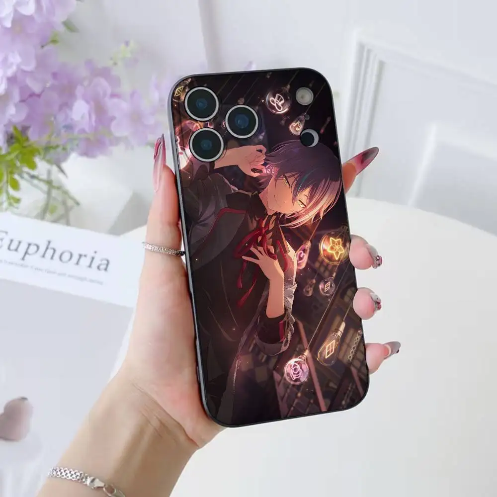 P-ProjectS S-SEKAI Kamishiro Rui جراب هاتف آيفون 17 16 15 14 13 12 11 Pro Max Plus Air Mini أسود سيليكون ناعم