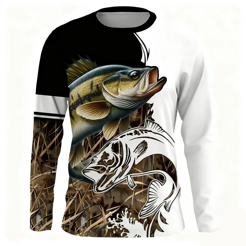tシャツ男性-3d-プリント釣りグラフィックアウトドア釣りファッショントップス紳士服フィットネススポーツカジュアル-tシャツメンズ長袖