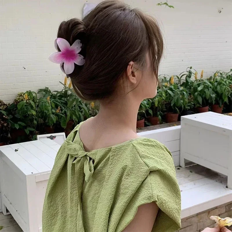 AISHG Farbverlauf Große Blume Acryl Haarnadel Damen Süße Haarklammer Krabbenklammer Haarnadel Hawaiianische Tiara Böhmisches Strandaccessoire