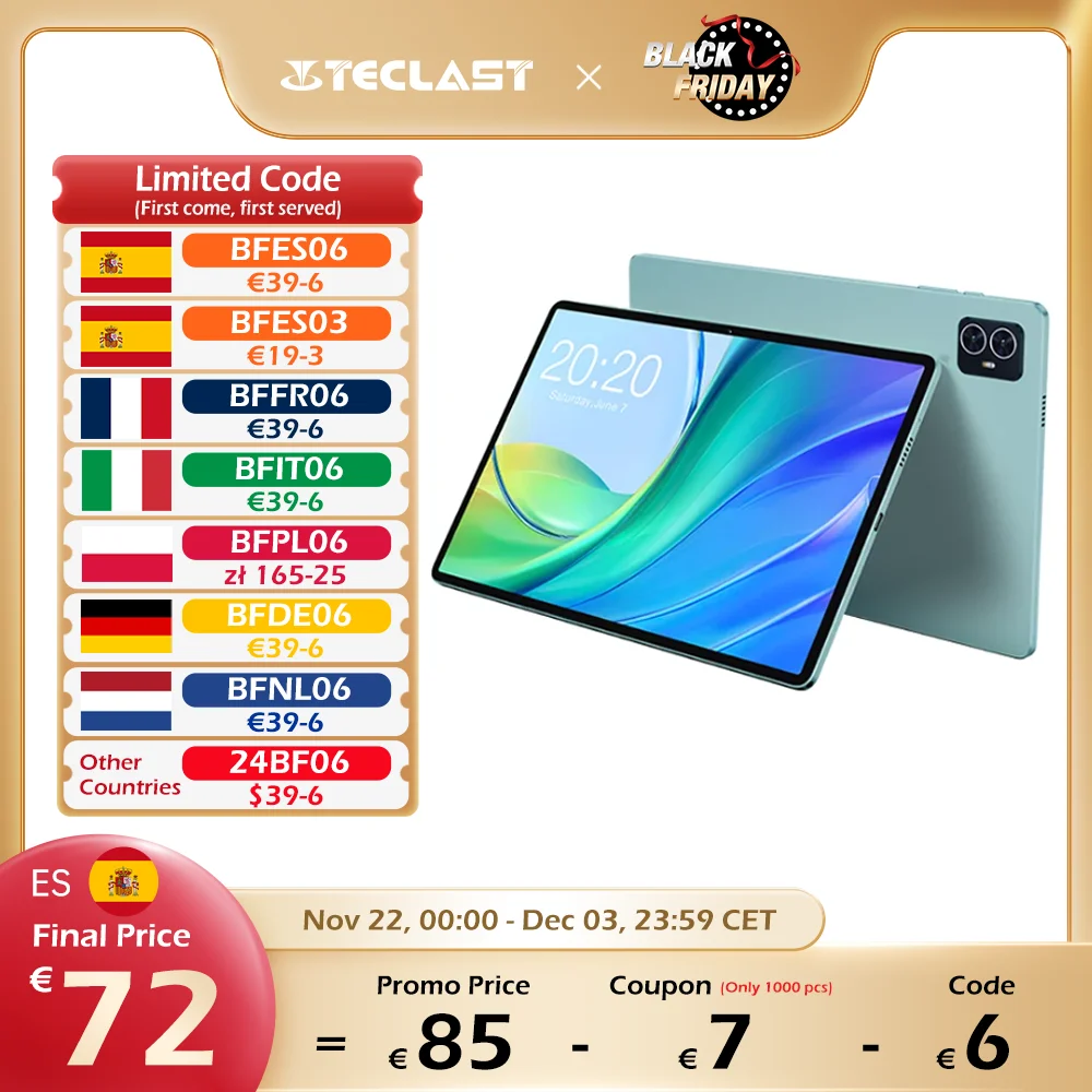 2023 Teclast P26T, Android 13, Allwinner A523, 8 core, 4GB RAM(+ 4GB RAM expansion), 128GB ROM (support TF 1TB), 10,1 inch, 2MP & 5MP camera,