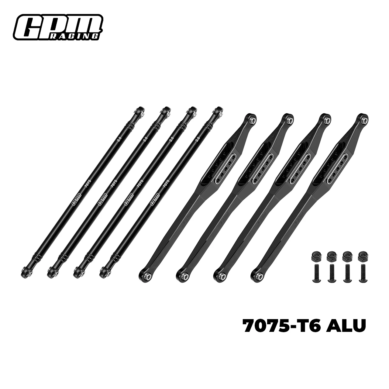 Juego de barra de enlace superior e inferior de aleación GPM 7075-T6 para excavadora de tumbas LOSI 1/8 LMT 2,0